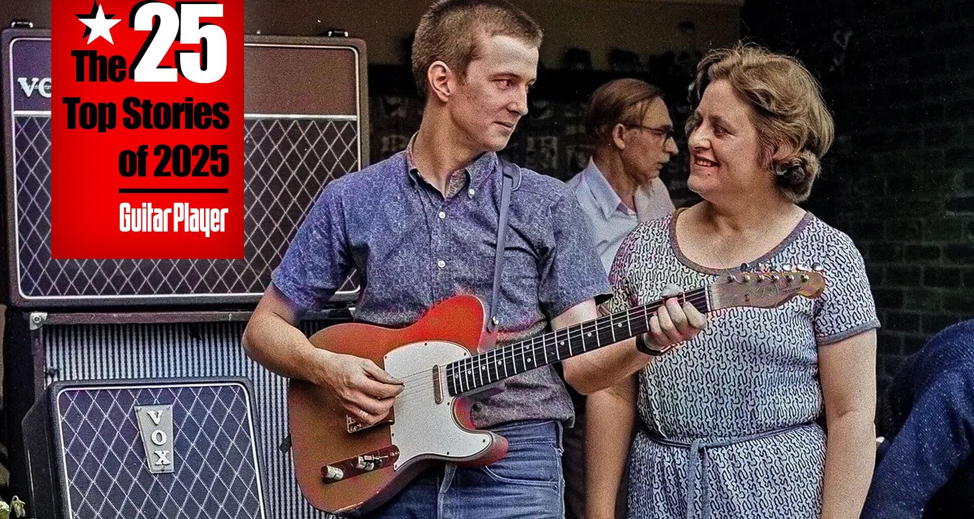 Lady Willis talking to Eric Clapton. Picture taken circa Sunday 17th May 1964. The Yardbirds descend on Lord Willis at his home in Chislehurst, Kent to perform for him in his back garden, after he had remarked in The House of Lords last Wednesday that their kind of music was a 'cheap candy floss substitute for culture'.