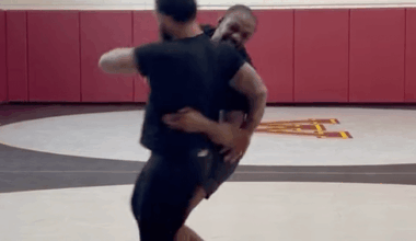 Video: Jon Jones stuns Gable Steveson with trip takedown