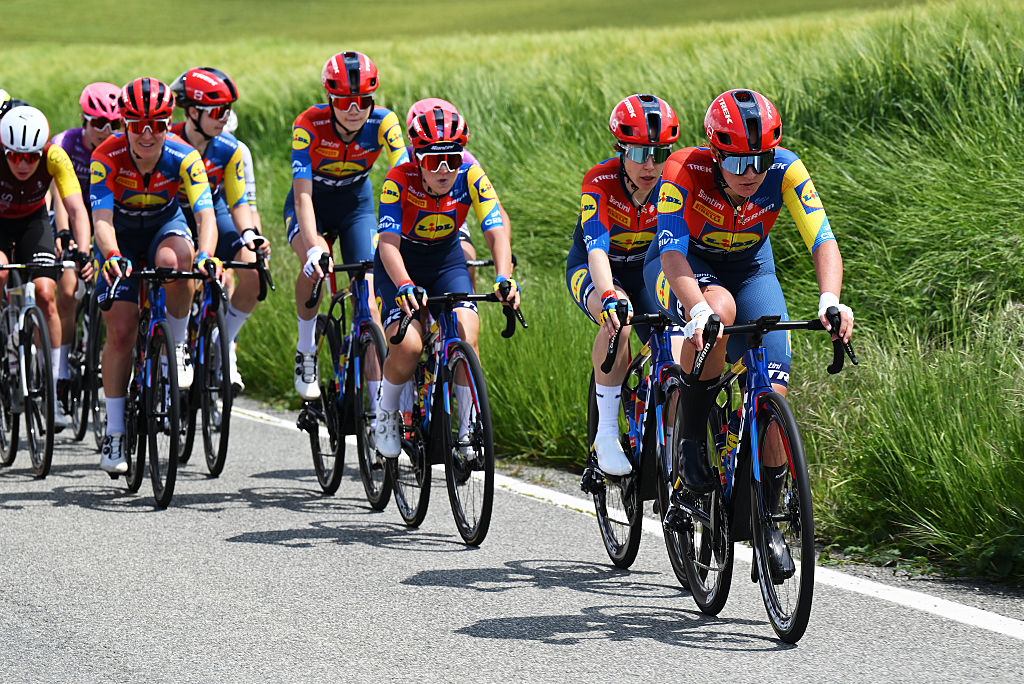 PAMPLONA, SPAIN - MAY 14: Felicity Wilson-Haffenden of Australia and Team Lidl-Trek competes during the 5th Navarra Women&amp;apos;s Elite Classics 2025 a 134.4km one day race from Pamplona to Pamplona on May 14, 2025 in Pamplona, Spain. (Photo by Szymon Gruchalski/Getty Images)