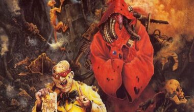 A tech-priest in red robes is heralded by a dodgy geezer holding paper that reads "Pontifex Maximus"