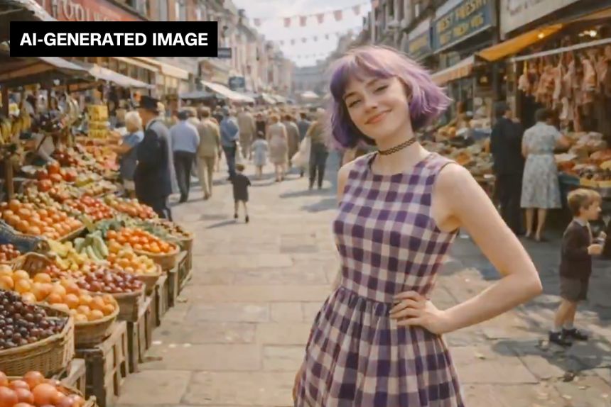 This video portrays Amelia traveling back in time to the 1960s, the color saturation becoming brighter to portray how some far-right supporters perceive Britain was then.