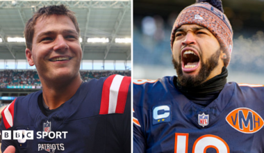 Drake Maye and Caleb Williams celebrating