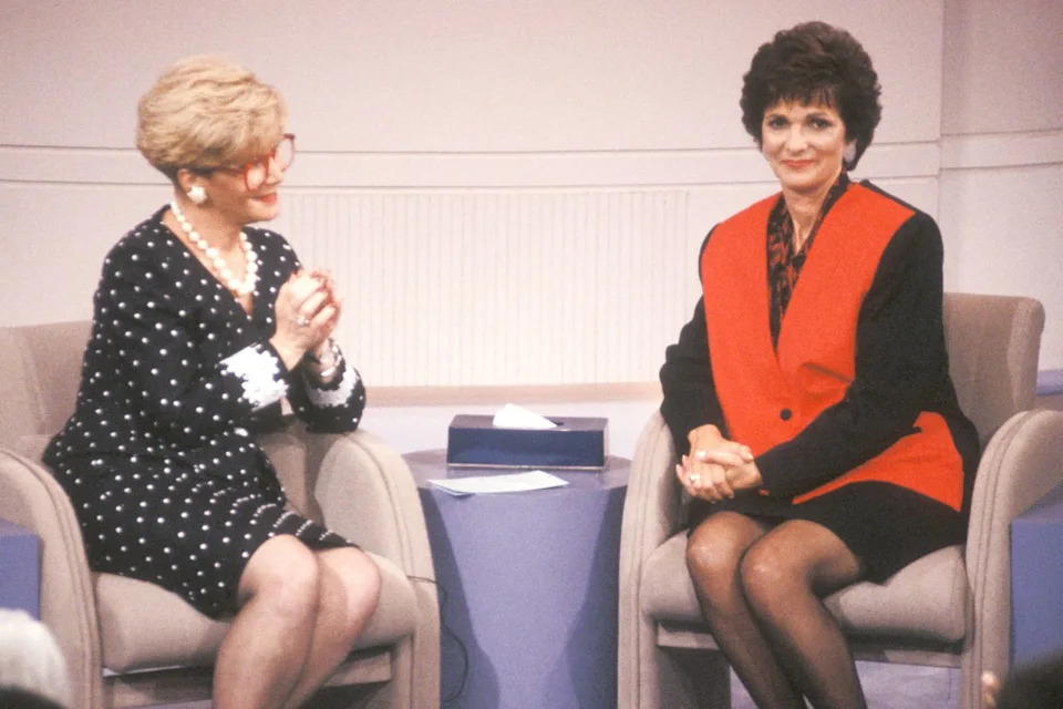 Ron Galella, Ltd./Ron Galella Collection via Getty Sally Jessy Raphael and Kitty Dukakis during a 1990 taping of Sally Jessy Raphael.