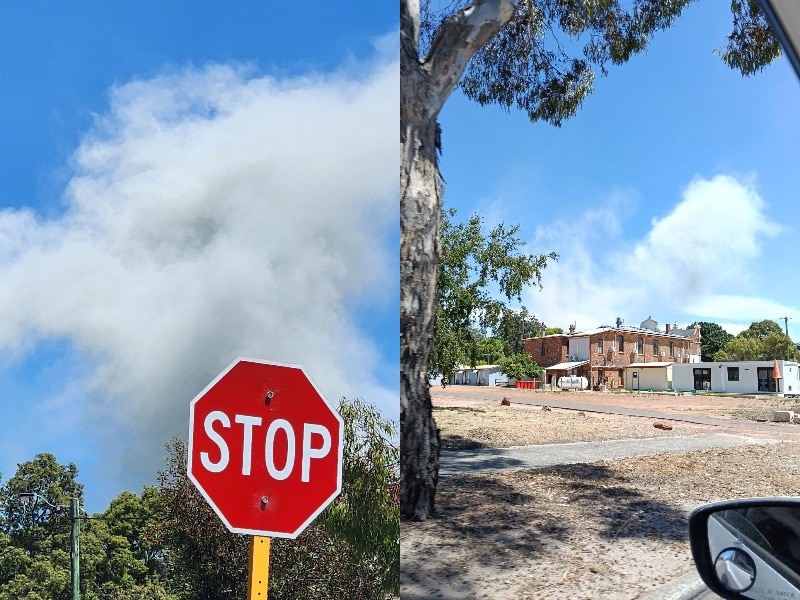 Photos of a dust cloud caused by a mine blast at Greenbushes.