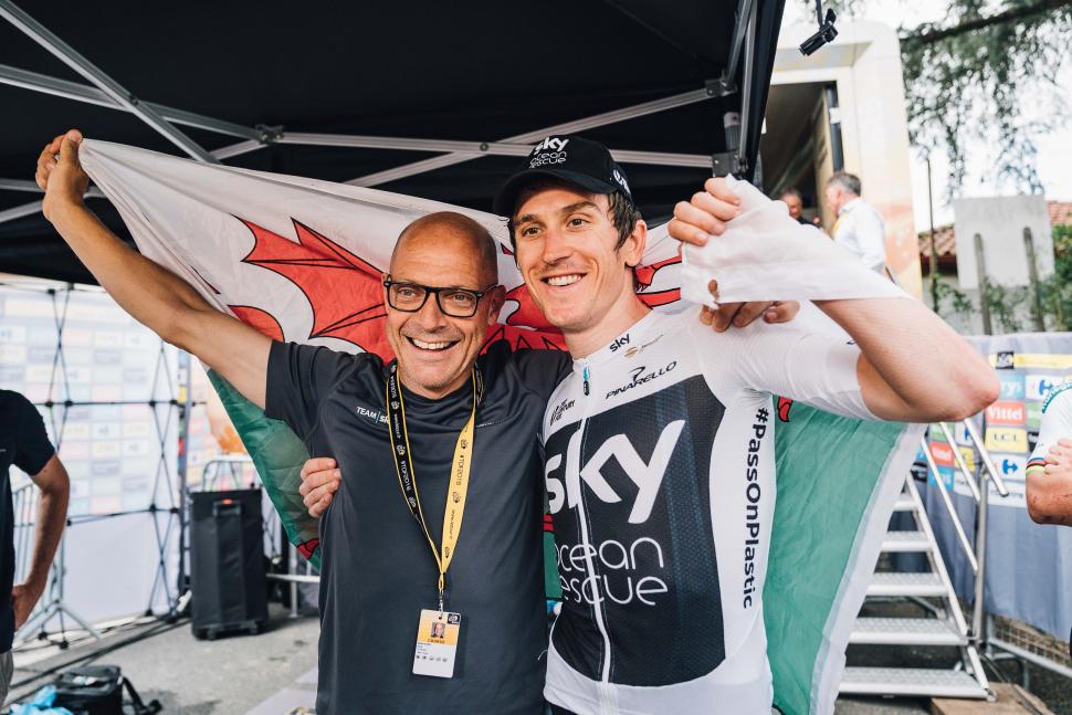 Sir Dave Brailsford with Geraint Thomas, 2018 Tour de France