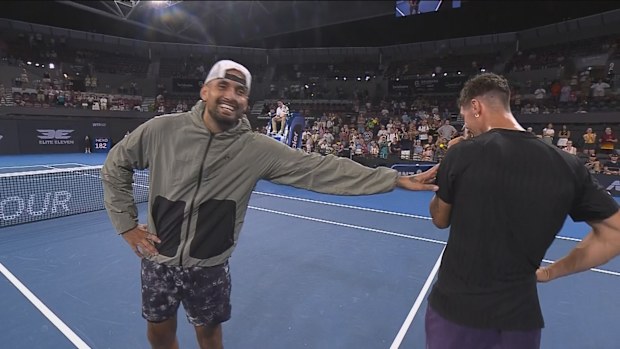 Kokkinakis tears up.