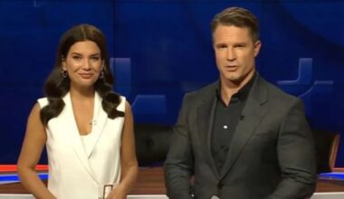 Amelia Brace and Denham Hitchcock during first episode of 10 News+. Source: 10news