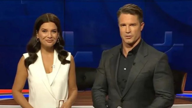 Amelia Brace and Denham Hitchcock during first episode of 10 News+. Source: 10news