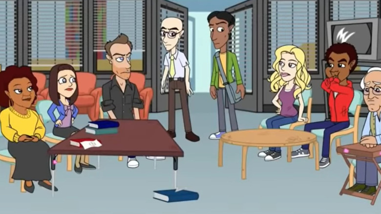 Shirley, Annie, Jeff, The Dean, Abed, Britt, Troy, and Piece in Abed's Master Key