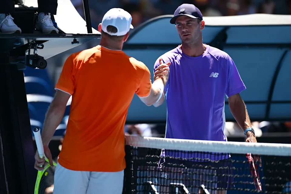 Alejandro Davidovich Fokina, pictured here after becoming the seventh player to retire hurt at the Australian Open.