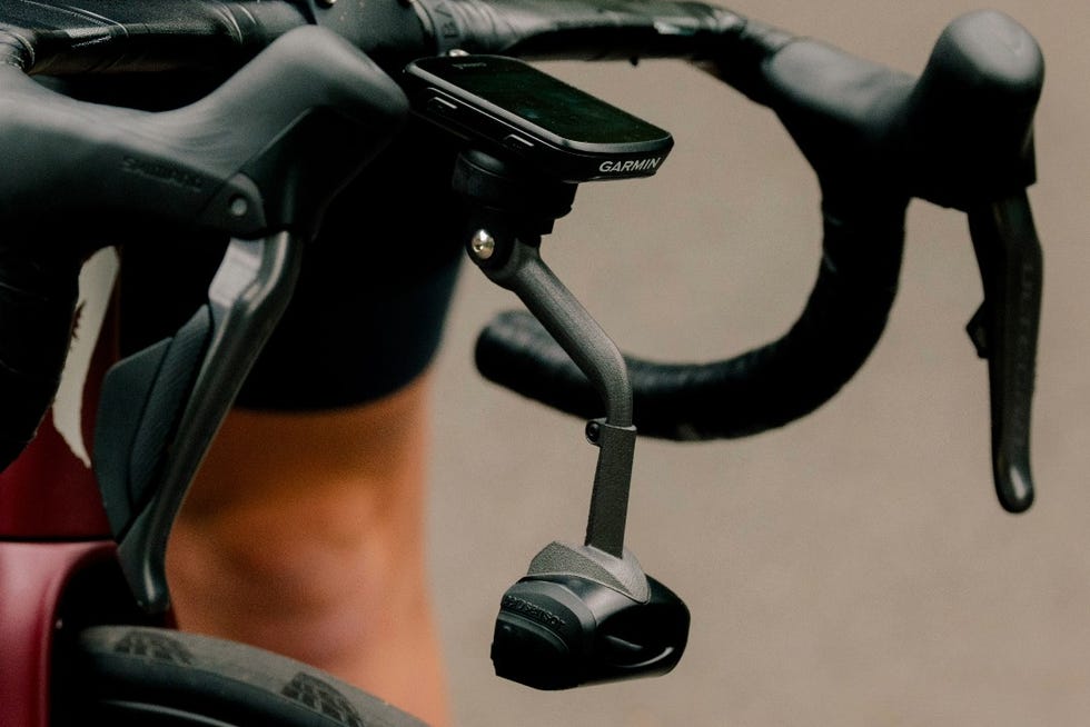cycling handlebar with a garmin cycling computer and a power meter