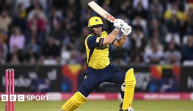 Hilton Cartwright plays a shot while in action for Hampshire Hawks