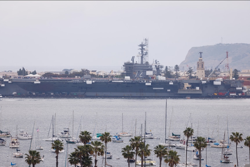 The USS Abraham Lincoln in port. 
