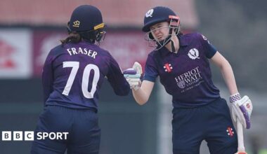 Scotland's Katherine Fraser and Sarah Bryce celebrate
