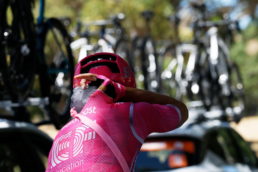 Alastair Mackellar puts ice down his back