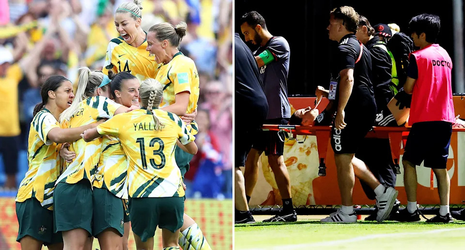 Chloe Logarzo Berryhill alongside Matildas teammates.