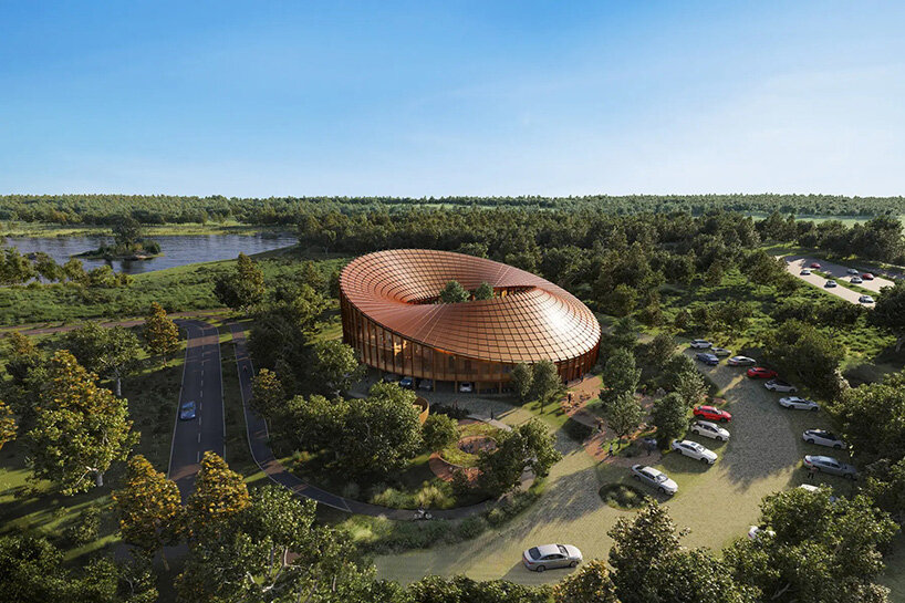 watch: ballet dancers take over BIG's circular timber building of dymak HQ in denmark