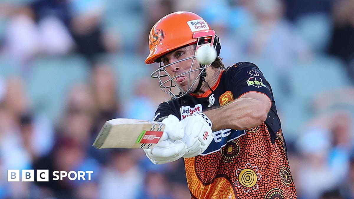Mitch Marsh plays a shot while playing for Perth Scorchers