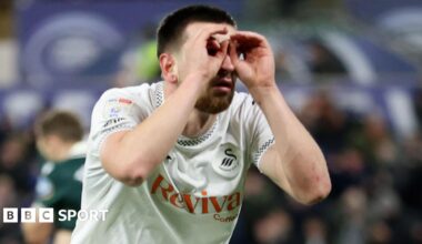 Zan Vipotnik celebrates scoring for Swansea