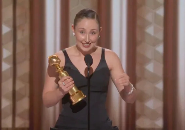 Adolescence actor Erin Doherty on stage at the 2026 Golden Globes