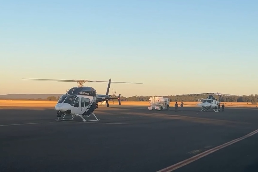 Police helicopter at an air landing space.