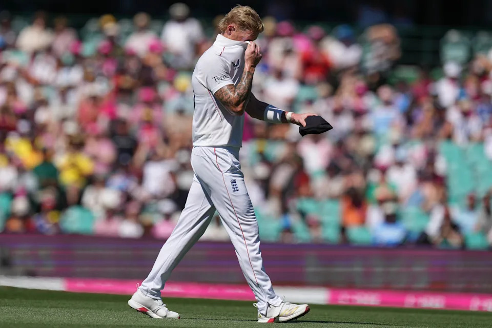 Seen here, England captain Ben Stokes walks from the ground with a groin injury during the first session on day four of the fifth Ashes Test. 
