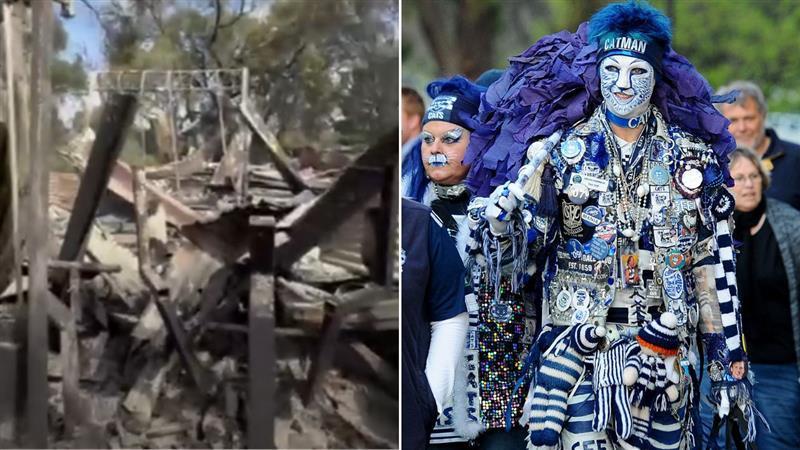 AFL fan Troy West known as ‘Catman’ reveals shock of losing precious memories in Victorian bushfires