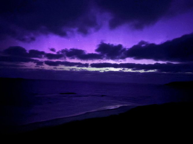 Aurora lighting up the sky at Camp Kennedy, Albany. 
