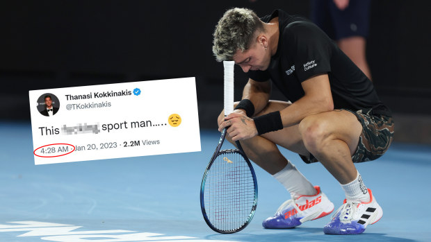 A screenshot of the tweet Thanasi Kokkinakis posted after his five-second epic against Andy Murray.