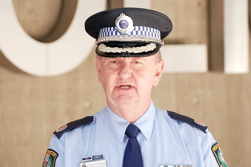 NSW Police Assistant Commissioner Brett McFadden speaks to the media.