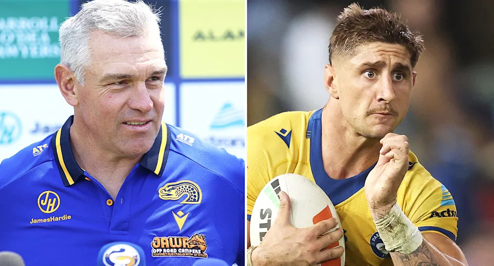 Pictured left to right, Parramatta Eels coach Jason Ryles and Melbourne Storm target Zac Lomax.