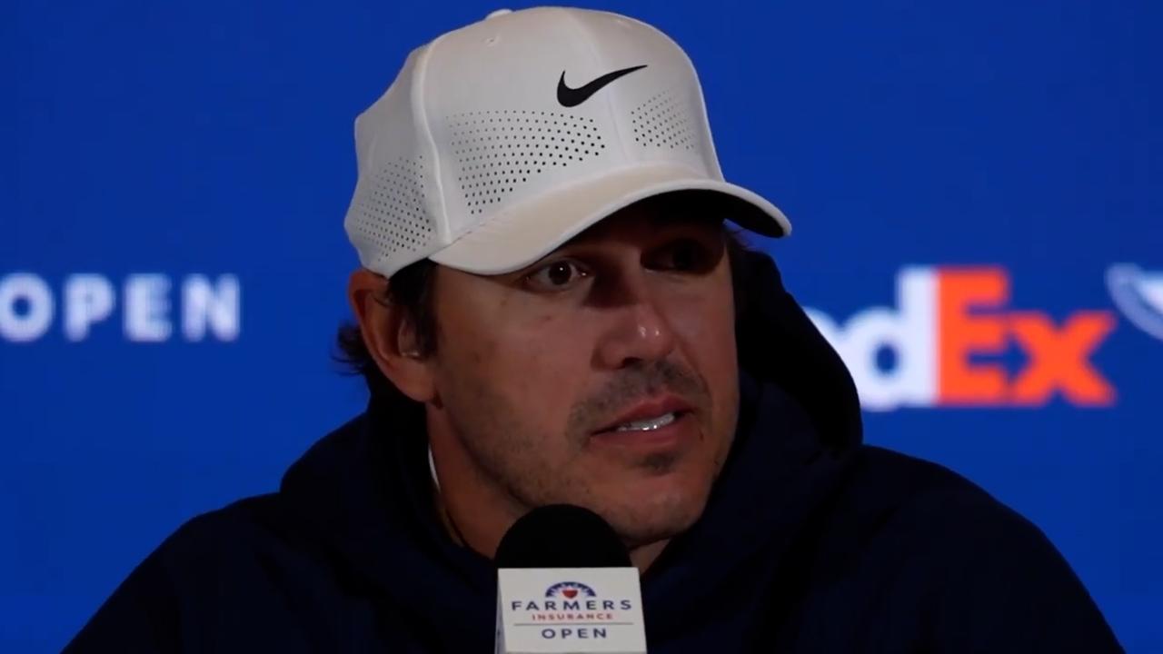 Brooks Koepka faces media after LIV exit, PGA Tour return, Farmers Insurance Open, tee times, reaction, phone call to Tiger Woods, news