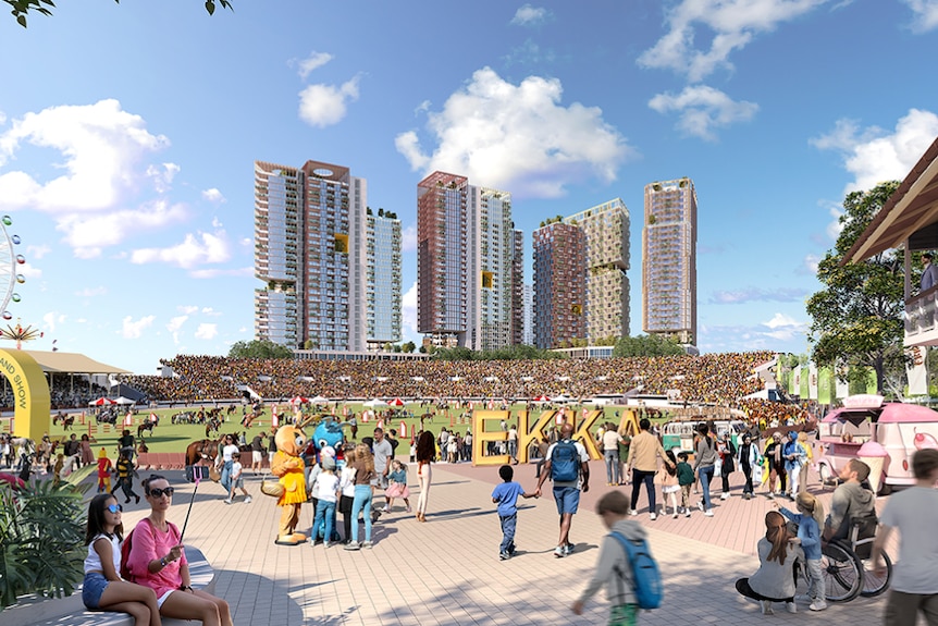 Graphic illustration of Brisbane Olympic Games 2032 athletes village.