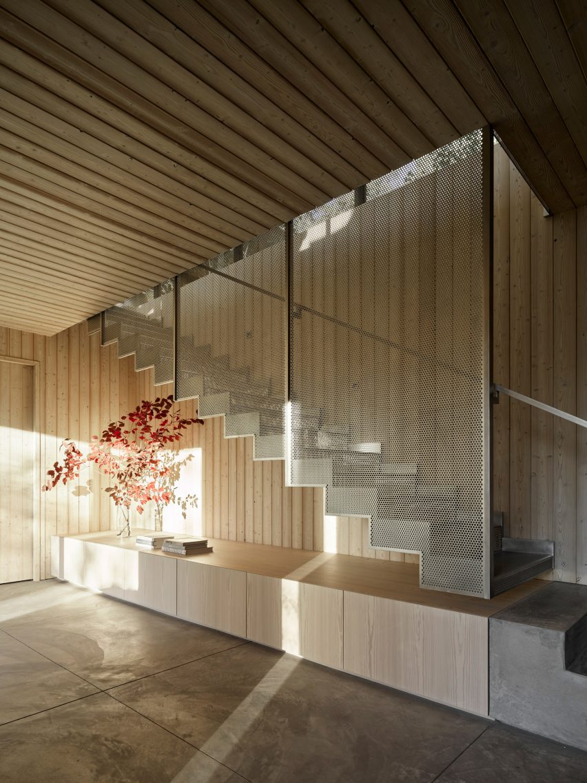 Perforated stainless steel staircase