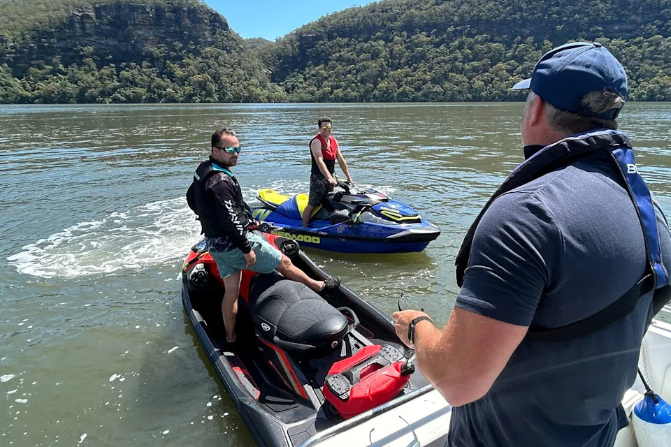 Officers apprehend two jet-ski riders in NSW. 
