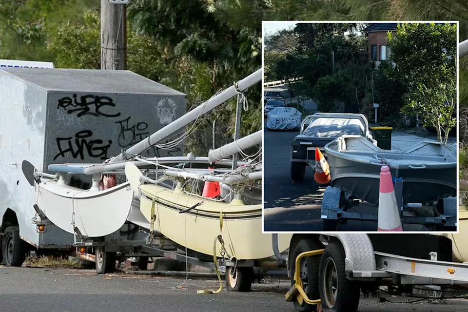 Boats and trailers parked on Northern Beaches streets. 