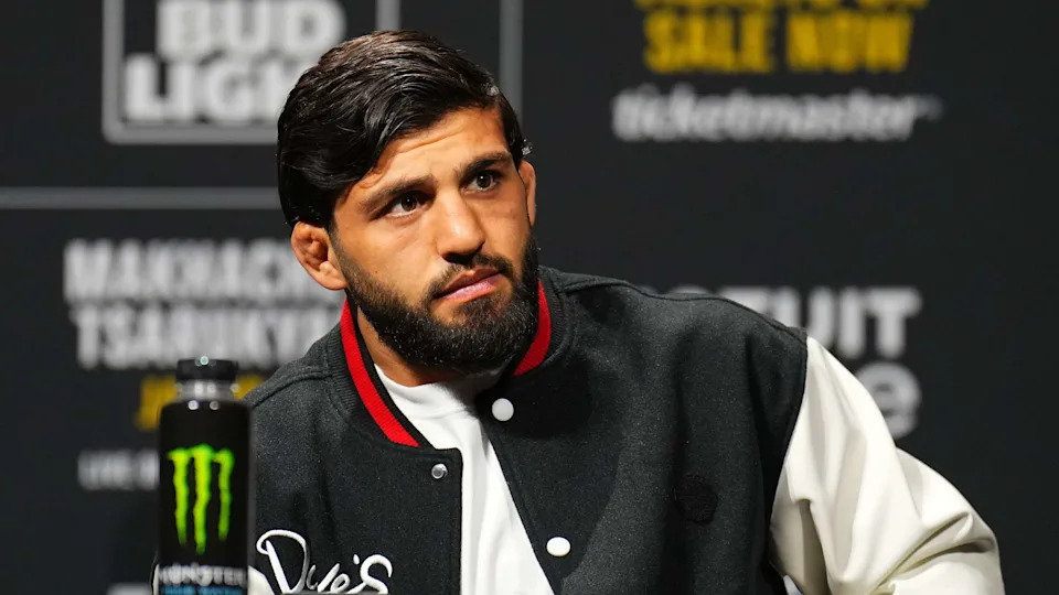 LAS VEGAS, NEVADA - DECEMBER 06: Arman Tsarukyan of Georgia is seen on stage during the UFC 311 press conference at MGM Grand Garden Arena on December 06, 2024 in Las Vegas, Nevada. (Photo by Chris Unger/Zuffa LLC)