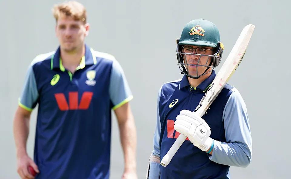 Cameron Green and Todd Murphy, pictured here during a nets session before the fifth Ashes Test.
