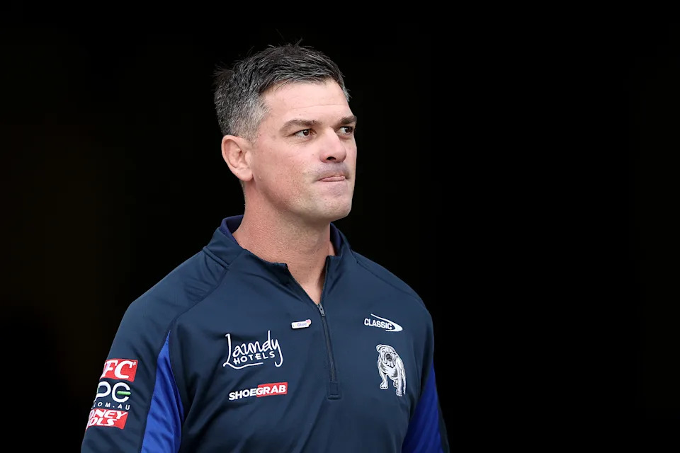 SYDNEY, AUSTRALIA - JUNE 12:  Bulldogs coach Cameron Ciraldo looks on before the round 15 NRL match between Canterbury Bulldogs and Parramatta Eels at Accor Stadium on June 12, 2023 in Sydney, Australia. (Photo by Matt King/Getty Images)