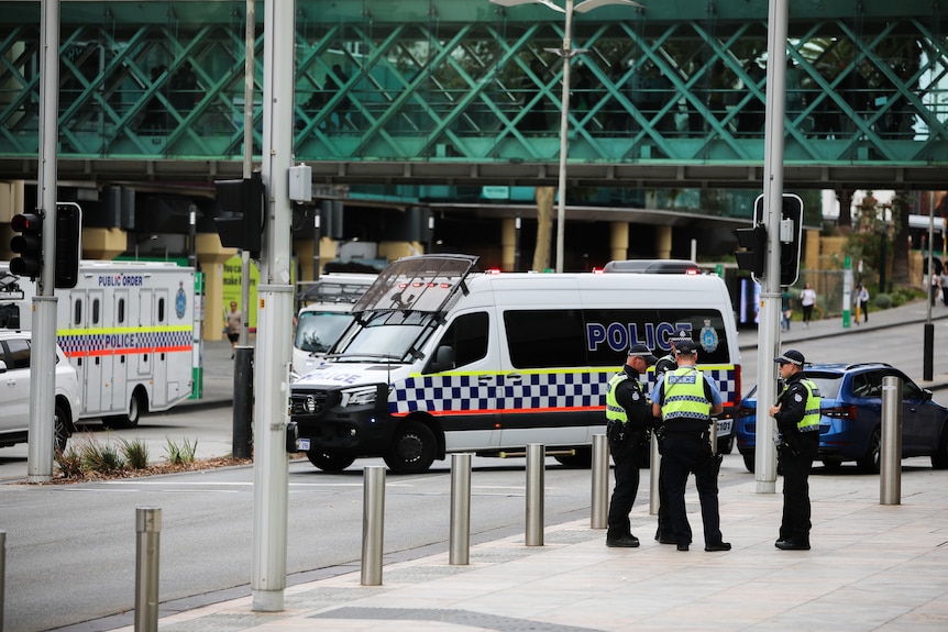 WA police are at the scene of the Invasion Day rally with road closed