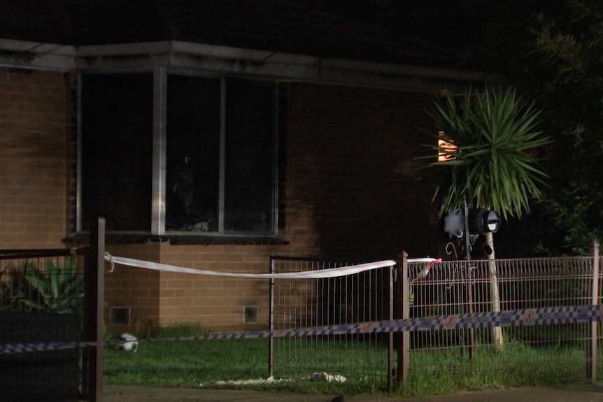 A house with fire damage.