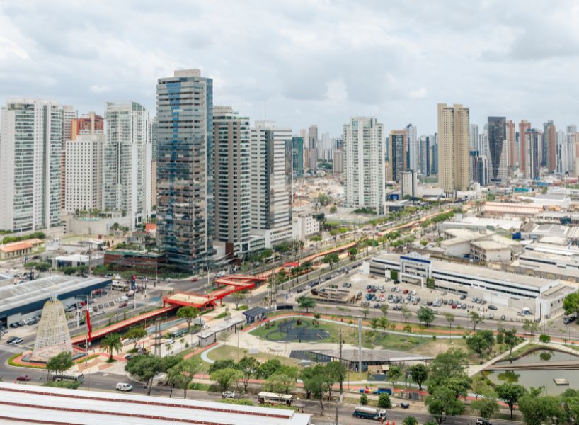 elevated linear park reclaims canal runing along brazilian city center