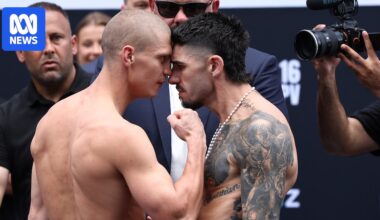 Nikita Tszyu and Michael Zerafa separated by security in fiery weigh-in clash ahead of boxing clash