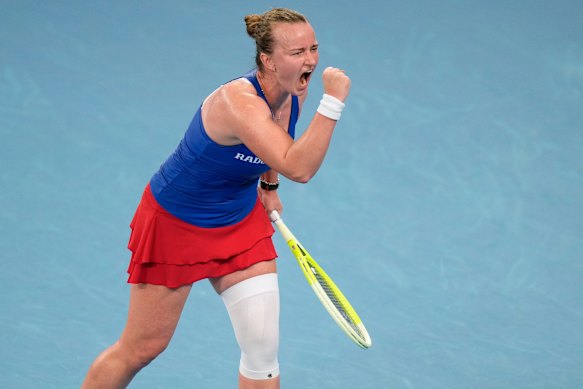 Barbora Krejcikova after winning her match against Maya Joint.