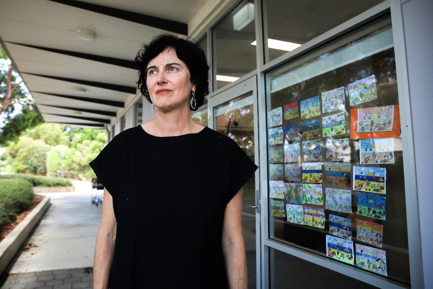 Kate Chaney in mid-shot looking pensive