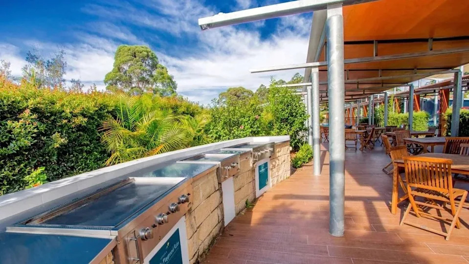 Pictures on the holiday park’s website show the barbecue area before the explosion. Picture: Supplied