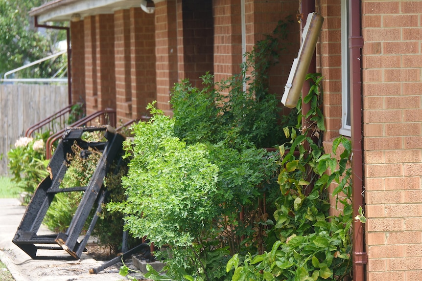 The back of a house after a fire