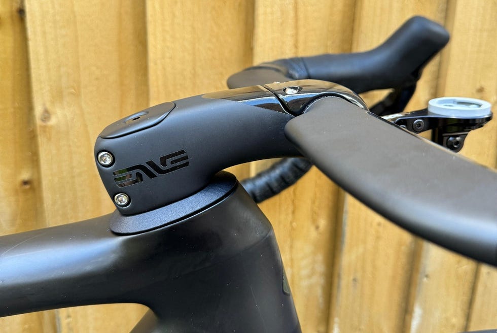 closeup view of a bicycle handlebar and stem
