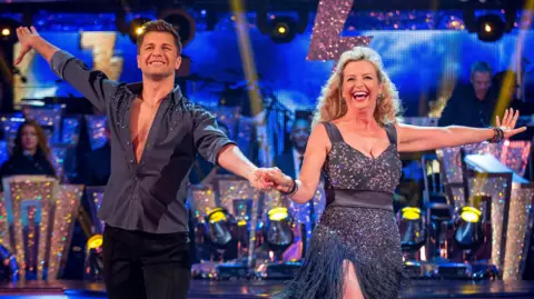 Carol Kirkwood and Pasha Kovalev on Strictly Come Dancing in 2015