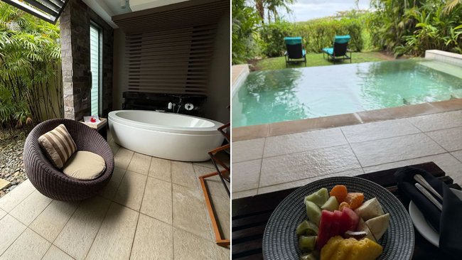 The outdoor bathtub and private plunge pool at the InterContinental in Fiji.